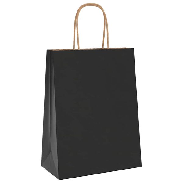 vidaXL Papieren zakken 250 st met hengsels 21x11x28 cm zwart