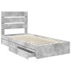 vidaXL Opslag bed met hoofdeinde Beton Grijs 90 x 200 cm Bewerkt hout