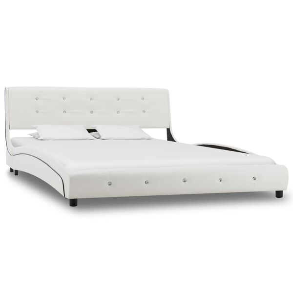 vidaXL Bedframe zonder matras 135x190 cm kunstleer wit