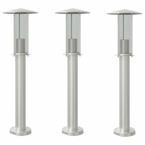 vidaXL Vloerlamp voor buiten 3 st 60 cm roestvrij staal zilverkleurig