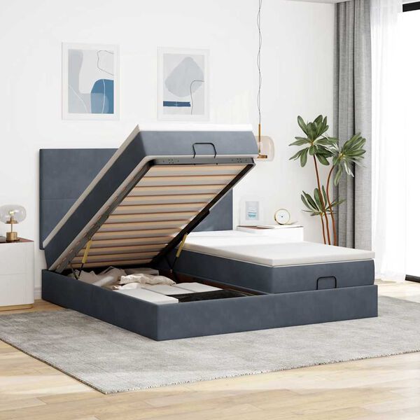 vidaXL Ottoman bed met matrassen en LED's 180x200cm fluweel