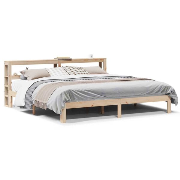 vidaXL Bedframe met hoofdbord massief grenenhout 200x200 cm