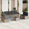 vidaXL 9-delige Loungeset met kussens poly rattan grijs