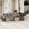 vidaXL 9-delige Loungeset met kussens poly rattan beige