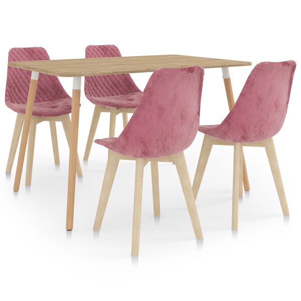 vidaXL 5-delige Eethoek roze