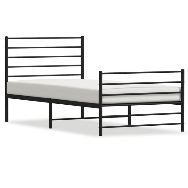 vidaXL Bedframe met hoofd- en voeteneinde metaal zwart 80x200 cm