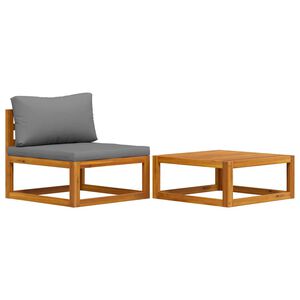 vidaXL 2-delige Loungeset met kussens massief acaciahout