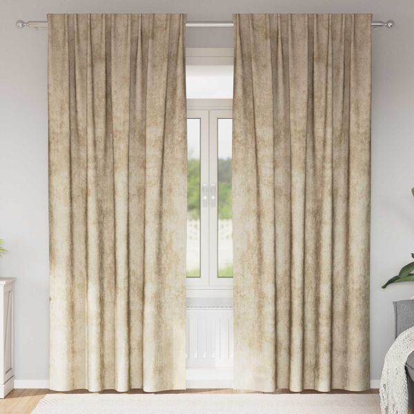 vidaXL Velvet Gordijnen met gordijnen 2 pcs Cr&egrave;me 245 x 140 cm Fluweel