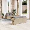 vidaXL 6-delige Loungeset met kussens poly rattan beige