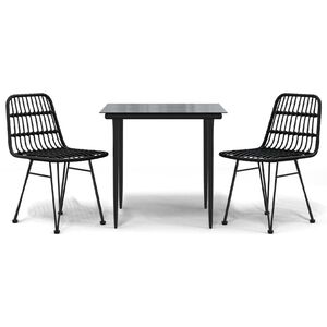 vidaXL 3-delige Tuinset poly rattan zwart