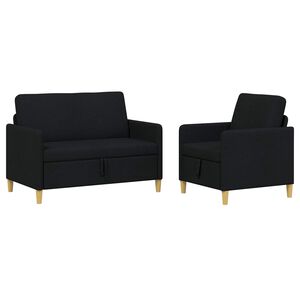 vidaXL Bankenset met opbergruimte 2 st Zwart Polyester