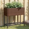 vidaXL Plantenbak met schap poly rattan bruin