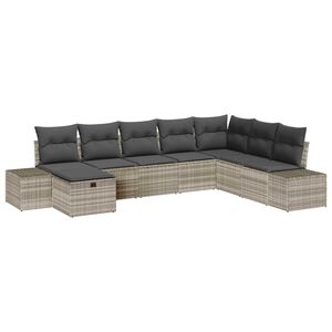 vidaXL Tuin Sofa Set met kussen 8 pcs Lichtgrijs poly rattan