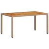 vidaXL Tuintafel 150x90x75 cm poly rattan en massief acaciahout beige