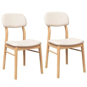 vidaXL Eetkamerstoelen met kussens 2 st massief hout naturel rubber