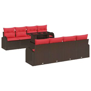 vidaXL Tuin Sofa Set 9 st Bruin Poly Rattan