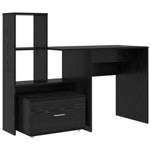 vidaXL Bureau Zwart Eiken Bewerkt hout 131,5 x 50 x 106,5 cm