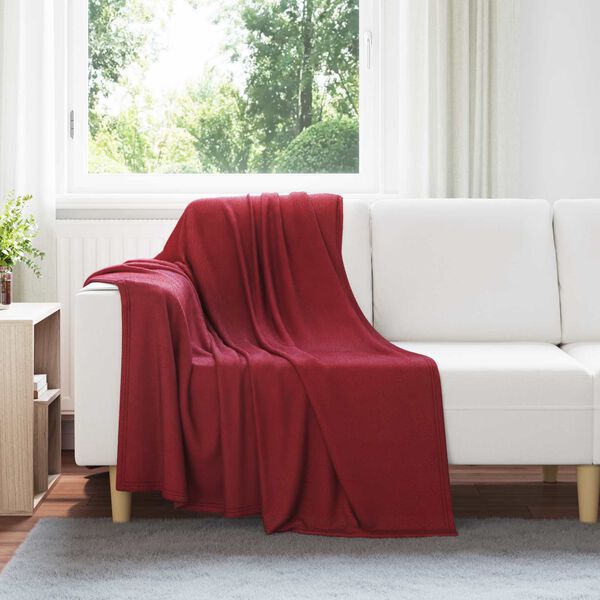 vidaXL Gooi Deken Bordeaux Rood 170 x 130 cm Fleece