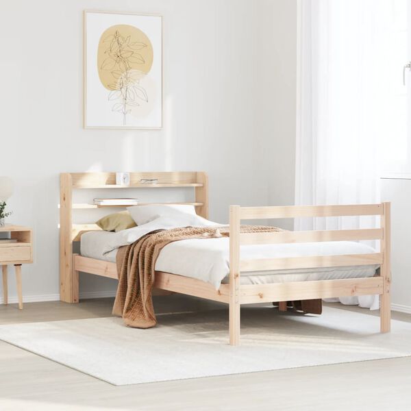 vidaXL Bedframe met hoofdbord massief grenenhout 100x200 cm