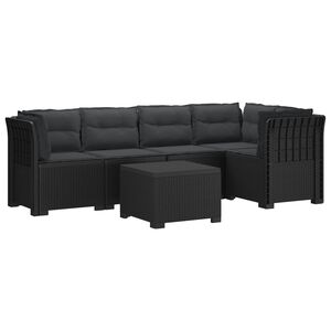 vidaXL 5-Zits Tuin Sofa met Kussens Rattan Look PP Antraciet