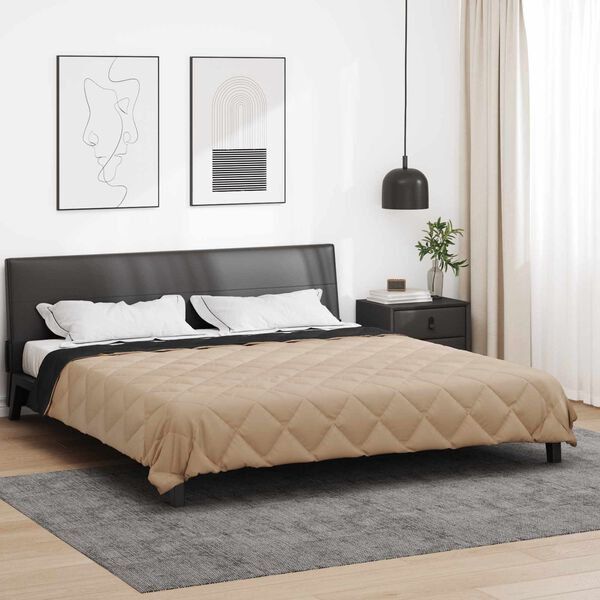 vidaXL Vol jaar dekbed Zwart en Taupe 240 x 200 cm Microfiber