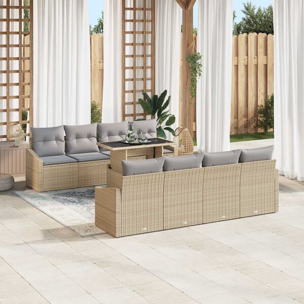 vidaXL Tuin Sofa Set met kussen 7 pcs Beige en Licht Grijs poly rattan