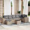 vidaXL 8-delige Loungeset met kussens poly rattan beige
