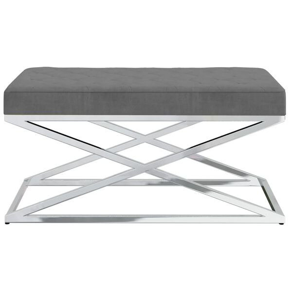 vidaXL Bankje fluweel en roestvrij staal donkergrijs