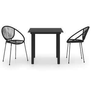 vidaXL 3-delige Tuinset PVC-rattan zwart