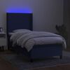 vidaXL Boxspring met matras en LED stof blauw 90x190 cm