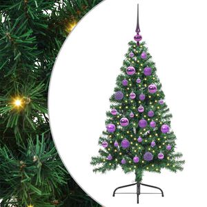vidaXL Kunstmatig Voorverlicht Kerstboom met 150 LED Groen 120 cm PVC