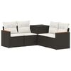 vidaXL Bankstel 5 st Zwart en Cream Wit Poly Rattan en Staal