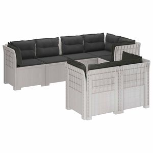 vidaXL 7-Persoons Tuinbank met Kussens Rieten Look PP Wit