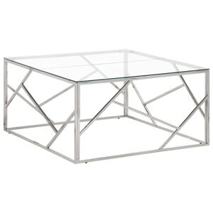vidaXL Salontafel roestvrijstaal en gehard glas zilverkleurig