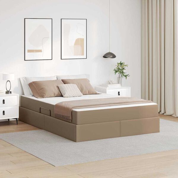 vidaXL Opbergbed met matras Cappuccino 140 x 200 cm Nep Leer