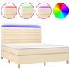 vidaXL Boxspring met matras en LED stof cr&egrave;mekleurig 180x200 cm