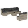 vidaXL 10-delige Loungeset met kussens poly rattan lichtgrijs