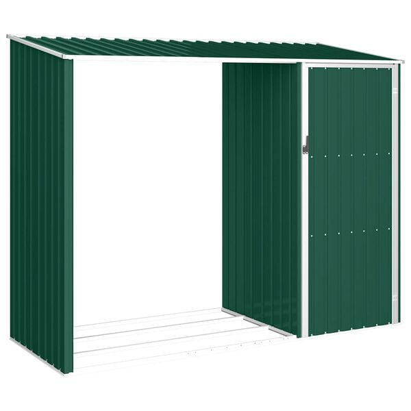 vidaXL Brandhoutschuur 245x98x159 cm gegalvaniseerd staal groen