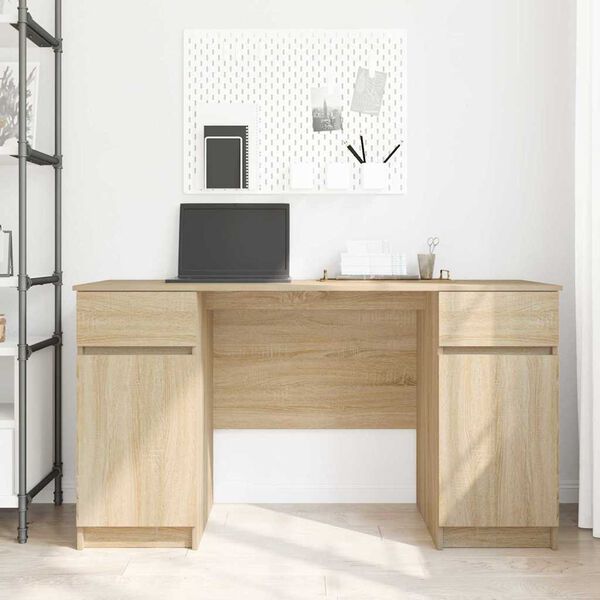 vidaXL Bureau met lade Sonoma eiken 140 x 49 x 76 cm Bewerkt hout