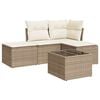 vidaXL 5-delige Loungeset met kussens poly rattan beige