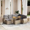 vidaXL 8-delige Loungeset met kussens poly rattan beige