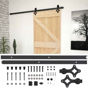 vidaXL Schuifdeur 90 x 210 cm Massief grenenhout Naturel en Zwart