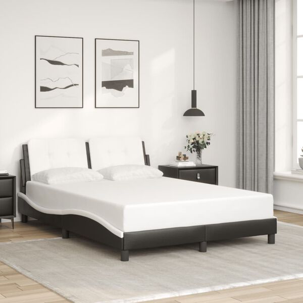 vidaXL Bedframe zonder matras "Zadar" kunstleer zwart en wit 140x200 cm