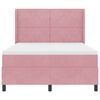 vidaXL LED Boxspring Bed met Matras Geruit Roze 160 x 200 cm Fluweel