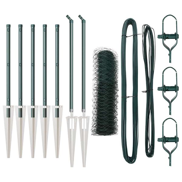 vidaXL Afrasteringspaal Groen 10 x 0,5 m (36 mm gaas) Staal en PVC
