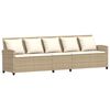 vidaXL 4-delige Loungeset met kussens poly rattan beige