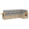 vidaXL 5-delige Loungeset met kussens poly rattan beige