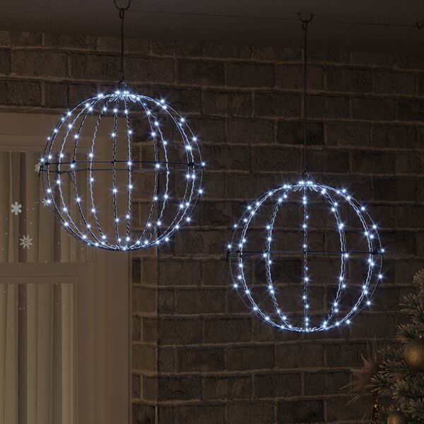 vidaXL Bal met 192 LED 2 pcs Koudwit 40,5 x 40,5 x 42 cm Metaal