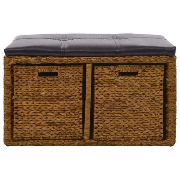 vidaXL Bankje met 2 manden 71x40x42 cm zeegras bruin