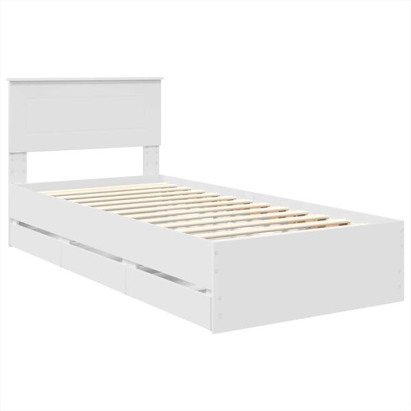 vidaXL Bedframe met lade met opslag Wit 100 x 200 cm Ingenieurshout
